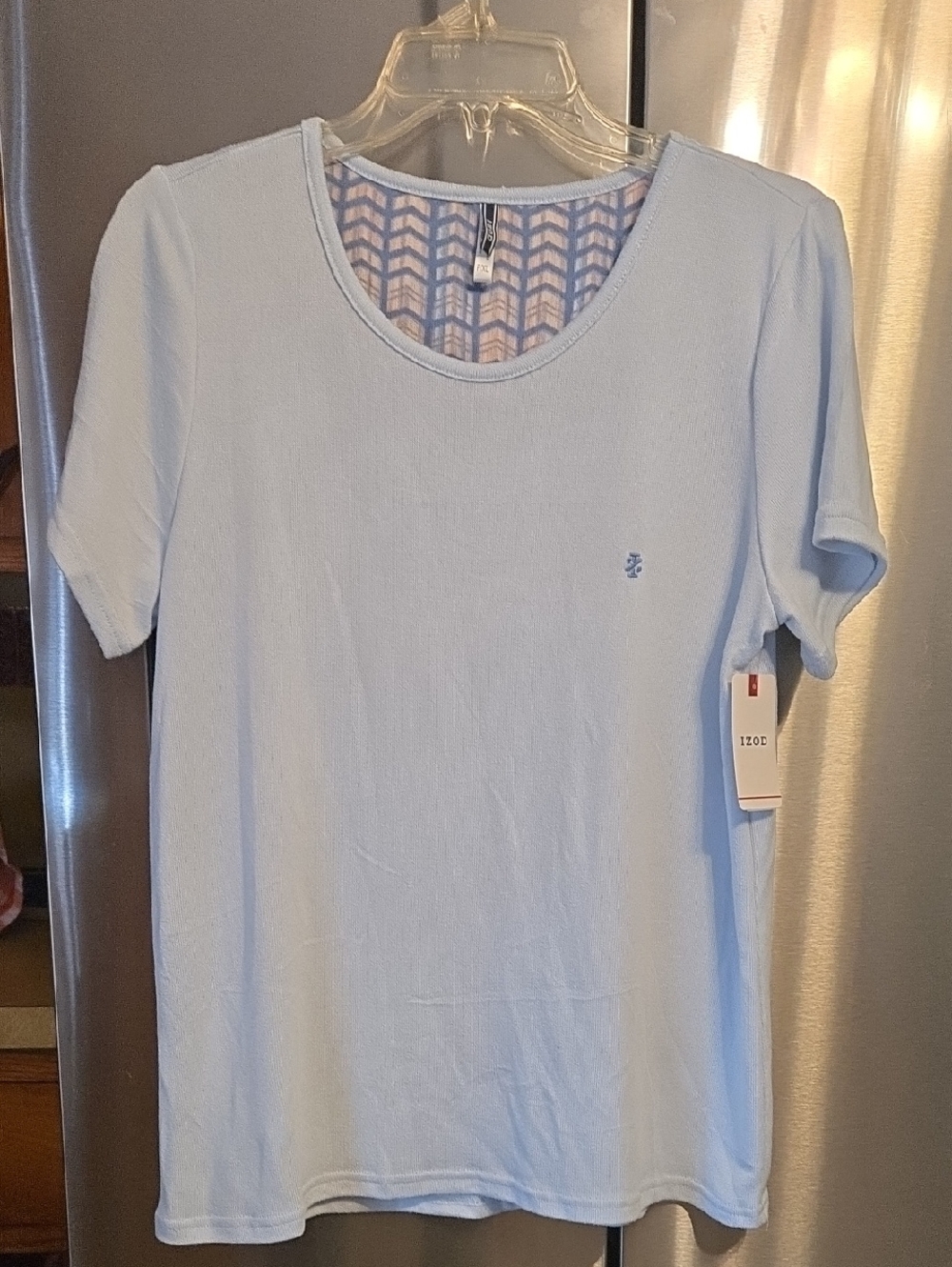 Izod Light Blue Short Sleeve Crew Neck Tee, Womens PXL